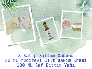 3 kalıp Bıttım Sabunu + Cilt Bakım Kremi + Bıttım Yağı